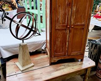 Modern shabby cabinet and painted primitive table