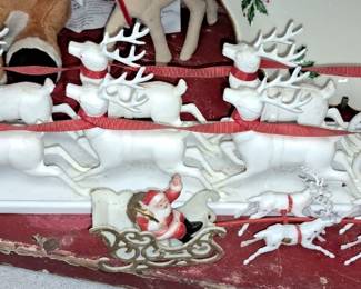 Plastic Santa and reindeers