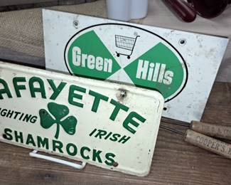 Vintage "Green Hills" and "Lafayette Shamrocks Fighting Irish" license plates. Thank you again for attending our sales, we do appreciate it.  Randy and Donna Klein and The Pen and Pencil Team 