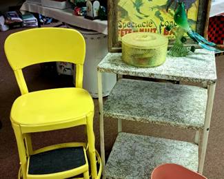 Vintage Cosco step stool and rolling cart
