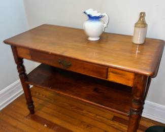 Solid wood antique, one drawer table