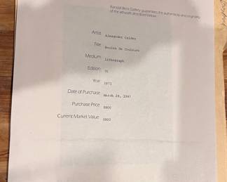 Accompanies Calder Litho 