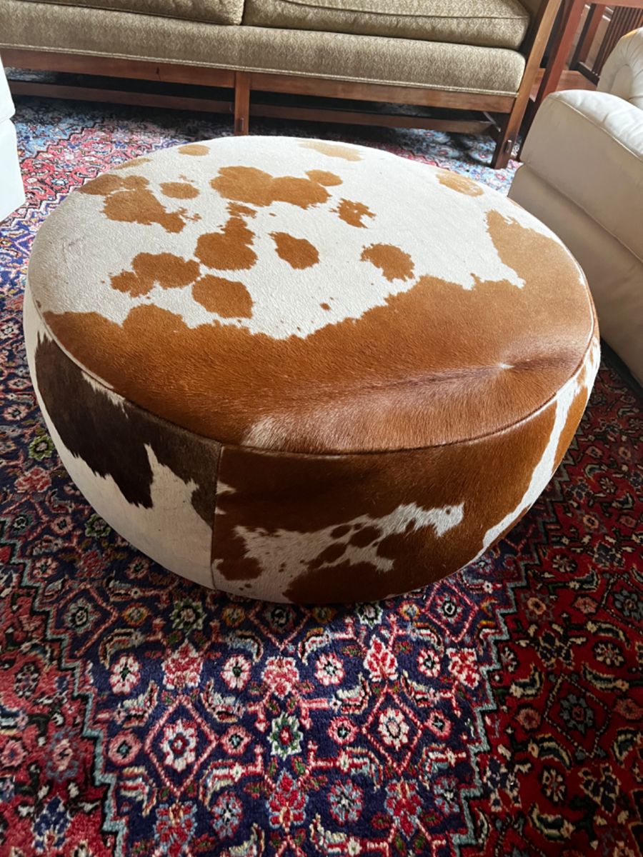 Cowhide ottoman