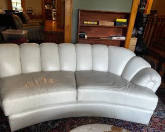 2 section curved leather sofa