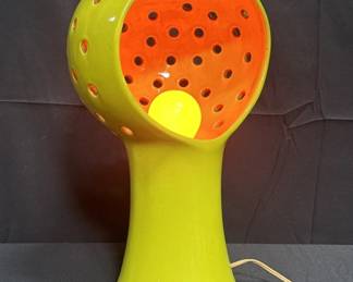 Lot # : 245 - Mid century modern pierced ceramic table lamp
