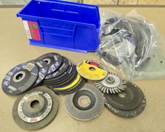 Assorted Grinding Wheels and Face Shield