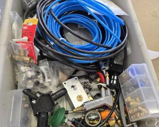 Tote Of Assorted Air Tool Parts and Tubing