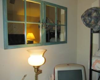 vintage lamp brass and Milkglass top, Mac Computer (as is)