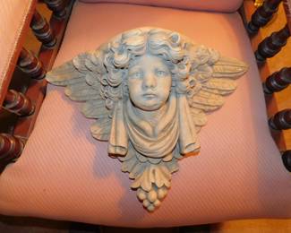 Large Vintage English Cherub Plaster Wall Shelf