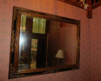 LARGE BEVELED GILT PLATE GLASS MIRROR
