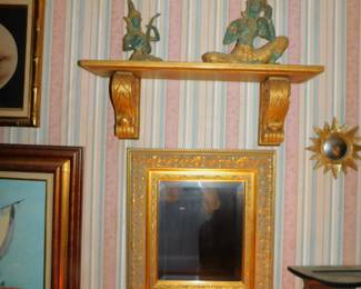 Gilt Mirror - Gilt Wall Shelf - Bronze Thai Temple Figures