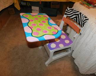 Folk Art Painted Child's Desk