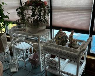 house pic wicker cart, desk, birdcage, stands