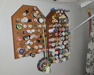 Old racks of thread spools