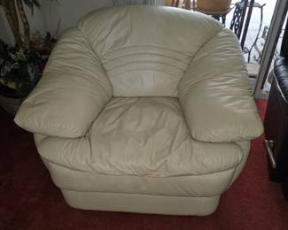 White leather chair.