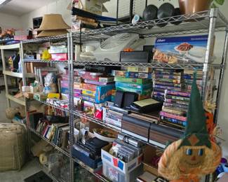 Full shelves of CDs, DVDs, VBS tapes, board games, books, and much more.
