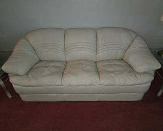 White leather sofa.