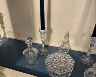 Waterford Crystal - Perfume Bottles  $ 50 - $50 - $30 -Trinket Box $50-Candle Holders $75