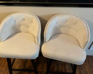 2 White Bar Stools 