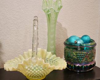 Fenton Art Glass Favrene Tobacco Jar (No Lid) | Iridescent