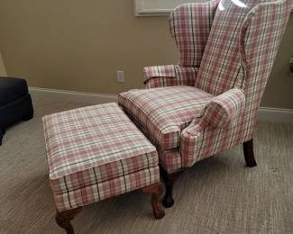 Ethan Allen Tall Wingback Chair With Ottoman Heavy, 2nd Floor, Must Bring Assistance 