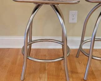 Brushed Nickel Bar Stools X2 Seat Height 27 , Chair Back 42 