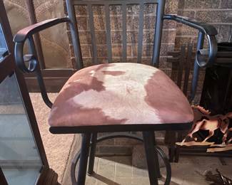cowhide seat bar stool (one of 2 matching)