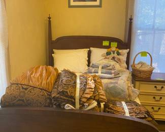 full size antique wood bed and mattress (sold seperately)