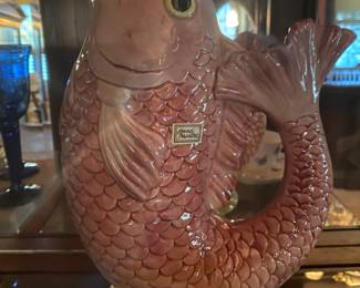 Fitz and Floyd pink gurgle pitcher