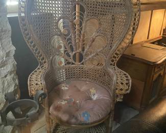 wicker "peacock" throne chair