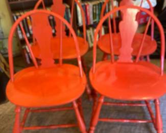 vintage red chairs, set of 4