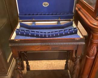 flatware box on bobbin legs, rare!