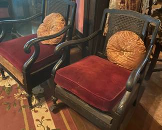 matching antique chairs, one is a rocker