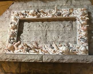 CREEPY  doll parts set in plaster frame