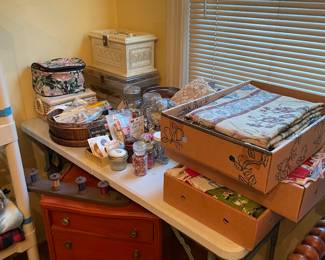 Sewing cabinet and supplies