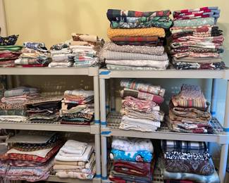 Large assortment of linens