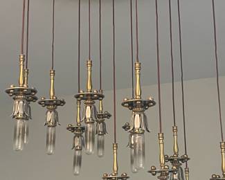 Raindrop Pendant and Chandelier $450
Approx 40” Dia / lowest light hangs 48” from ceiling 