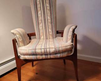 Vintage 1960’s Mid Century Barrel Back Lounge Chair High Back Sculptural Wood $2200