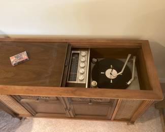 Vintage stereo and LP player cabinet