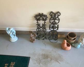 Outdoor statues and plant holders