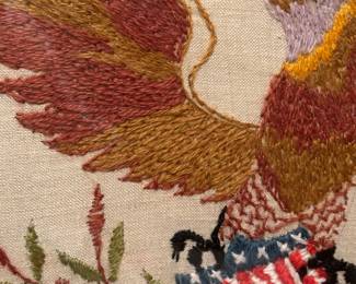 I think this piece is sweet! Obviously the American Eagle. It looks to be the E. Pluribus Unum version that you see on our currency! It is a needle point piece!