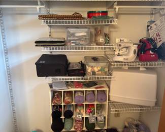 In one of our previous initial walk through photos we showed you a tote of yarn...Well, THERE'S MORE! Much more! Dozens of skeins small to 1lb! All colors and materials! Also MANY knitting and sewing accessories and notions!