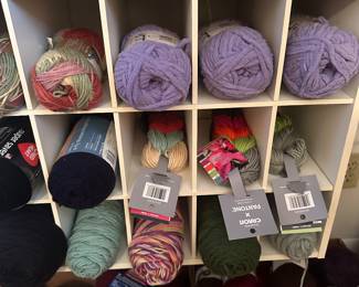 In one of our previous initial walk through photos we showed you a tote of yarn...Well, THERE'S MORE! Much more! Dozens of skeins small to 1lb! All colors and materials! Also MANY knitting and sewing accessories and notions!
