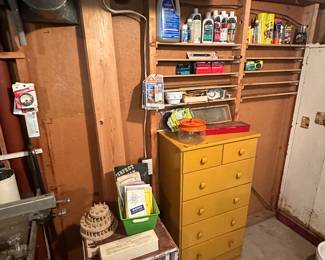 The work shop is filled with tools, hand held and electric, accessories, and much more! The little dresser here is great!