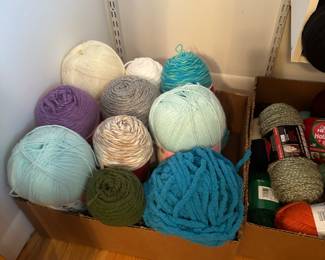 In one of our previous initial walk through photos we showed you a tote of yarn...Well, THERE'S MORE! Much more! Dozens of skeins small to 1lb! All colors and materials! Also MANY knitting and sewing accessories and notions!