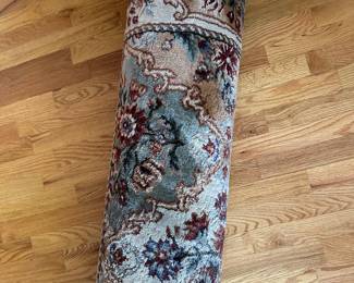 This is a beautiful 8x11 living room carpet! Beautiful burgundy, hunter green oriental style earthtone color scheme!