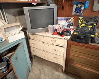 Some old storage dressers and cabinets. 