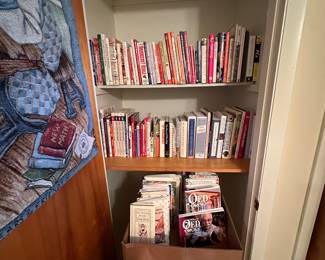 This is just another shot of the HUNDREDS of cookbooks! This collection is VAST! Hardcover/Softcover ~ Vintage/Modern ~ and EVERYTHING IN BETWEEN! There are so many cookbooks, we will be having special pricing for them!