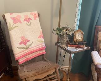Rocking Chair, Brass Floor Lamp, Brass Table