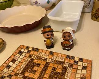 mosaic dish, figurines, bakeware, teapot, owl mug
